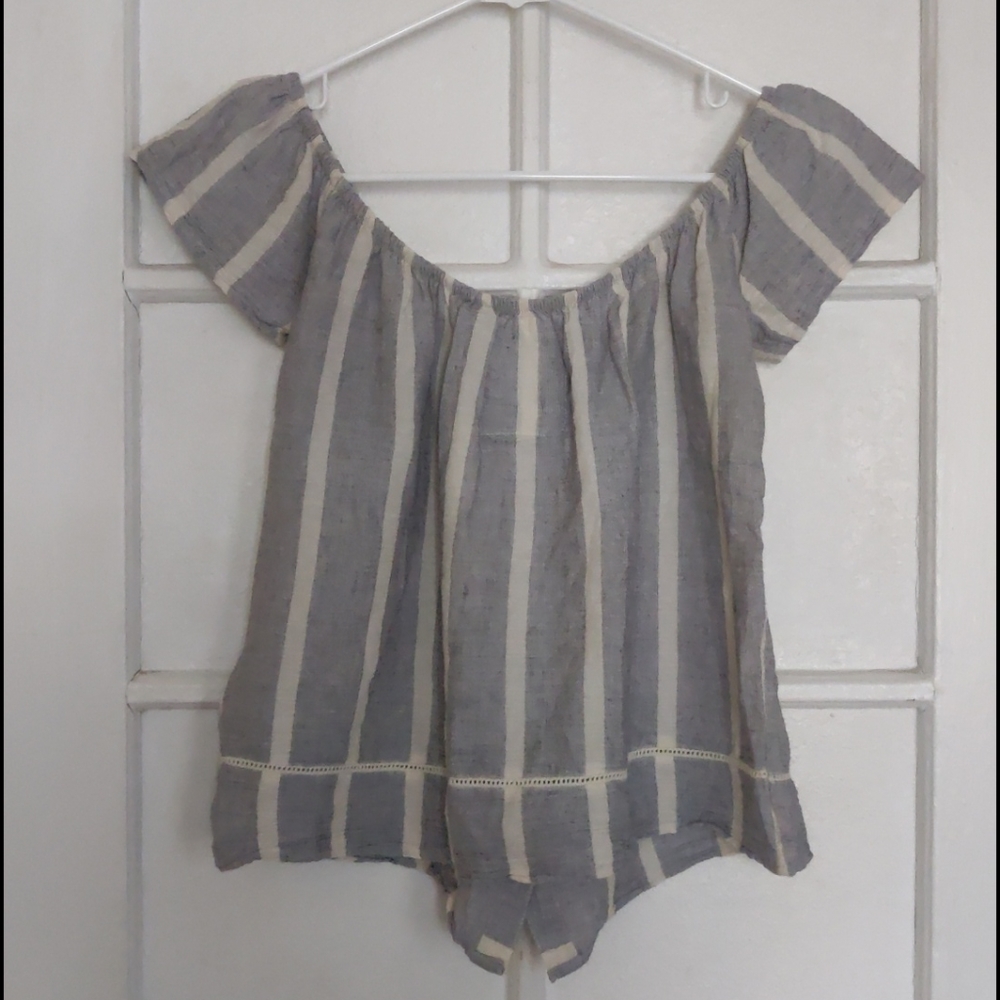 SUPERDRY Off Shoulder Striped Top in Size Small - Picture 4 of 5